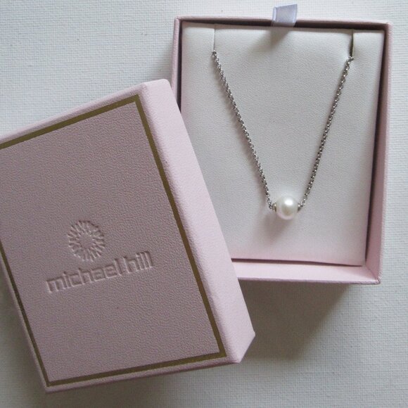 8mm Floating Pearl, Necklace, 19.5", 925 Silver Cable Chain, - Picture 1 of 9